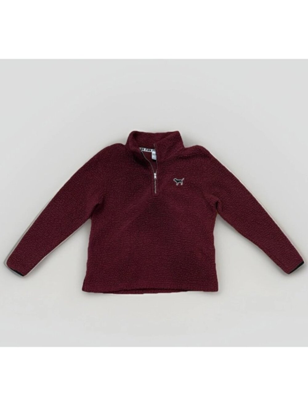 Y2K VTG PINK Victoria's Secret Medium Red Sherpa Long Sleeve 1/4 Zip Sweater